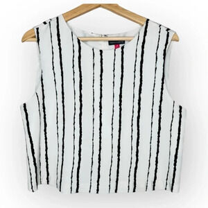 Vince Camuto Sleeveless Black Striped Cropped Tank Top White Size M